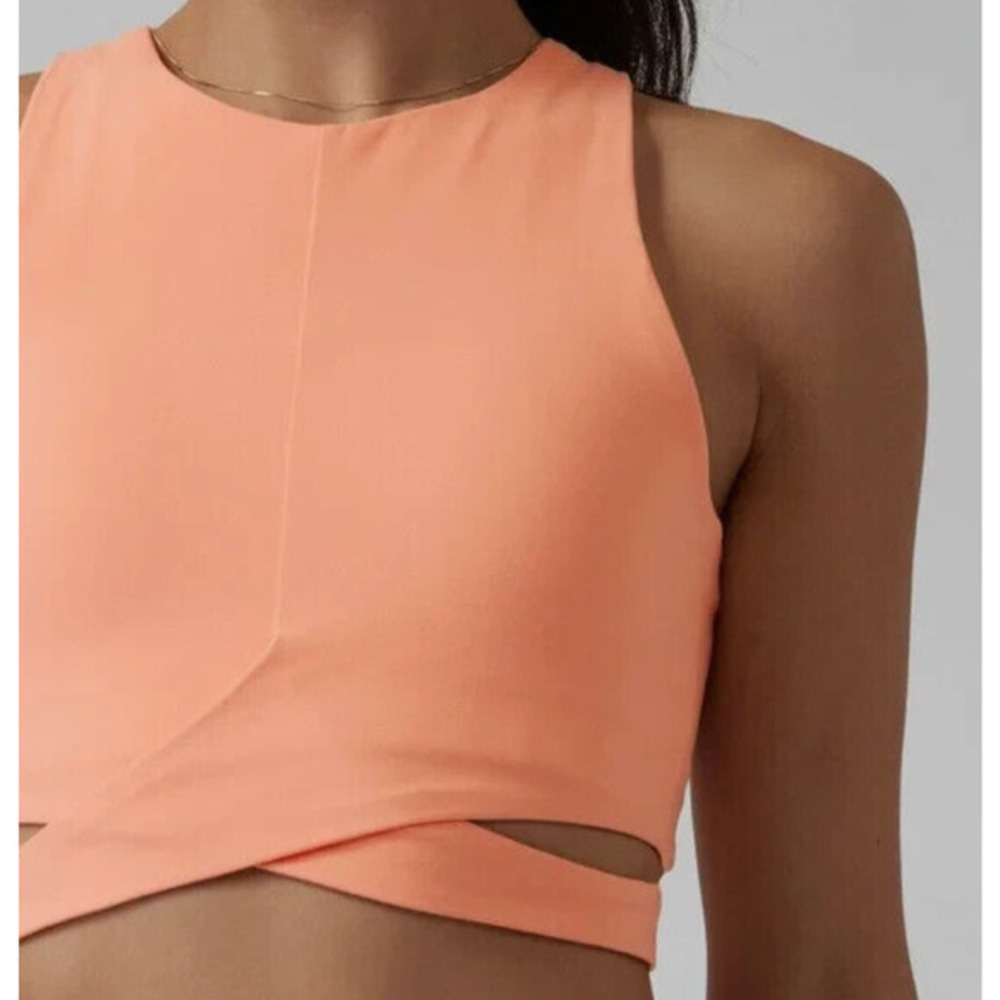 NWOT Athleta Conscious Cut Out Crop Bra‎ D-DD Coral Sunset Size Small - Picture 4 of 5
